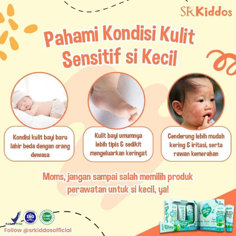 Kondisi kulit Si Kecil yang sensitif dan mudah kering membuatnya membutuhkan perawatan khusus.Dengan kandungan bahan alami, Baby Care Packaged by SR Kiddos membantu melembapkan dan melindungi dari kondisi kulit kering. Tak hanya itu, Baby Care Packaged by SR Kiddos juga sudah teruji klinis, halal, serta lembut untuk kulit sensitif si Kecil 💞Kini, Moms tak perlu khawatir lagi untuk merawat kulit Si Kecil. 🥰#SRkiddosshopee.co.id/agenresmisr12