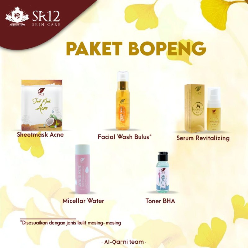 Ini rangkaian paket penghilang Bopeng SR12 ya pemirsaaaaa😁yaitu: Sheet Mask Acne, Micellar water, Facial wash Bulus/menyesuaikan jenis kulit, toner BHA dan Serum Revitalizing...💐