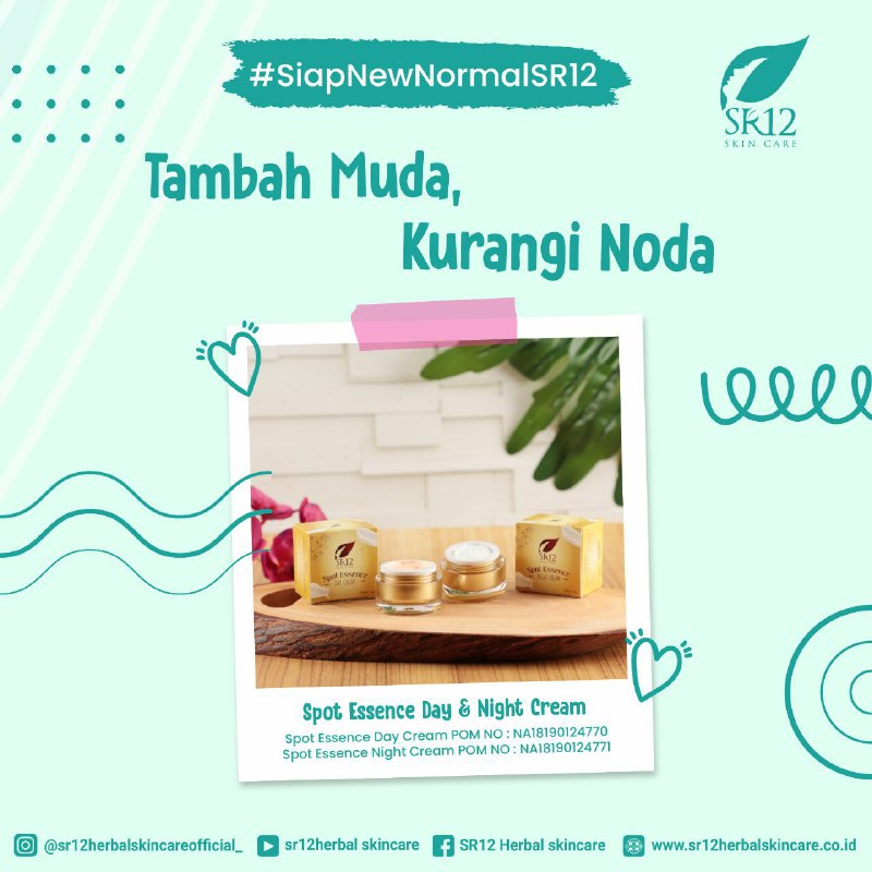 Tambah Muda, Kurangi Noda dengan  cream spot Essence Jadi, Spot Essense ini terdiri dari Spot Essence Day dan Night Cream diperkaya oleh Arisaema Amurense Extract yang mampu membantu mencerahkan kulit wajah tanpa menyebakan iritasi, membantu melembabkan kulit wajah, memudarkan flek hitam dan bekas jerawat.Spot Essence Day ini dapat digunakan setiap hari saat beraktivitas diluar, karena dilengkapi  dengan Octyl Methoxycinnamate, Zinc Oxide, Titanium dioxide, yang membantu melindungi kulit wajah dari paparan sinar matahari.Diperuntukan usia 30 tahun ke atas ya dear, yuk tambah muda kurangi noda 😉#SR12HerbalSkincare#SpotEssenceDayCream#SpotEssenceNightCreamWA/Telegram 👉0821-5799-8873AGEN RESMI SR12 HERBAL SKINCARE BALIKPAPAN