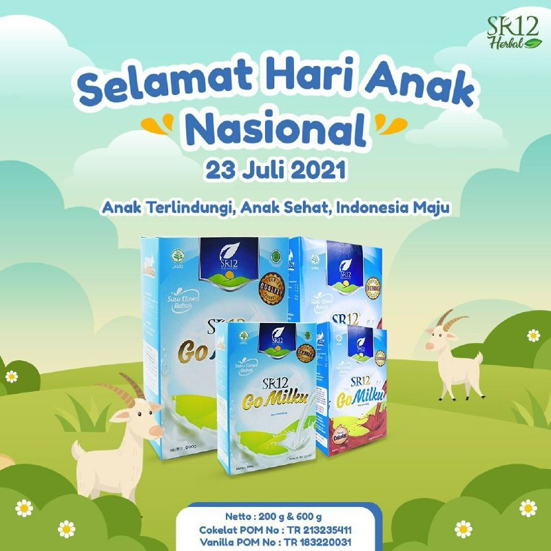 Selamat Hari Anak NasionalMari kita jaga dan lindungi anak kita di masa pandemi agar selalu sehat dan menjadi penerus untuk memajukan bangsa IndonesiaAnak terlindung, Anak sehat, Indonesia Maju💪🤩Ready stock semua varian rasa 🤩🥛 Putih🥛 CoklatLengkap semua ukuran : 200 gram dan 600 gramWA/telegram👉0821-5799-8873AGEN RESMI SR12 HERBAL SKINCARE BALIKPAPAN KAL-TIMMampir yuks👇shopee.co.id/agenresmisr12Atautokopedia.com/sr12balikpapanBisa pakai voucher free ongkir dan bisa COD juga lo...🎉🎉🎉